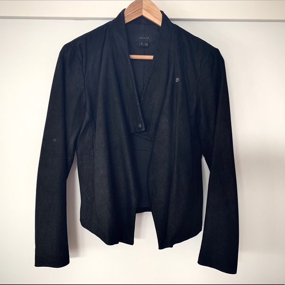 Theory Jackets & Blazers - THEORY Black Lambskin Suede Leather Moto Jacket